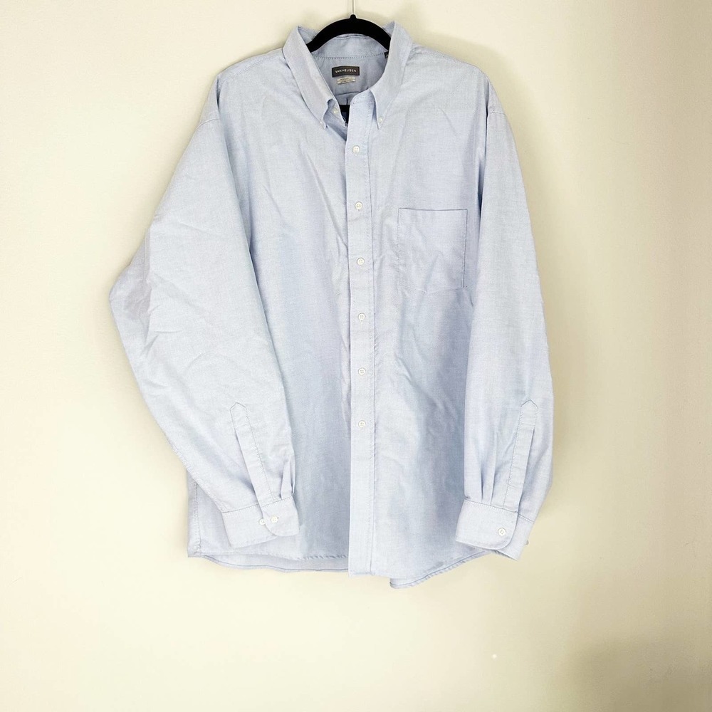 Van Heusen Big and Tall Shirt 18 1/2 - 19 36/37 2xl Powder Blue Long Sleeve